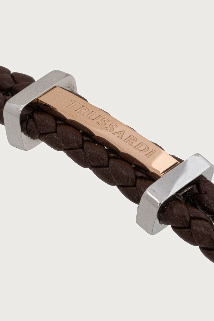 Trussardi bransoletka męska skórzana TJAXZ12 brązowy AA00