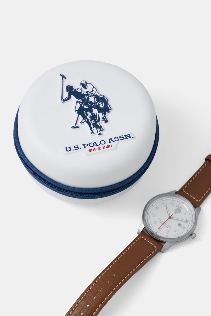 Akcesoria U.S. Polo Assn. zegarek męski JACOB USP4937WH brązowy