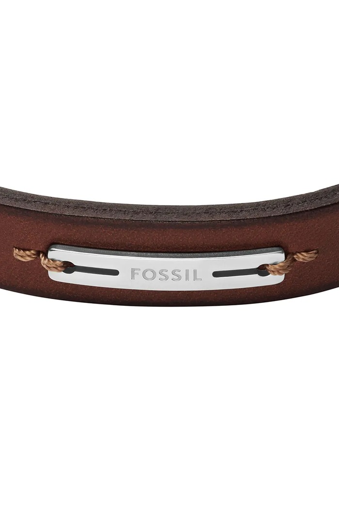 Fossil βραχιόλι ανδρικό δερμάτινο χωρίς πέτρα Machine JF04963040 καφέ AA00