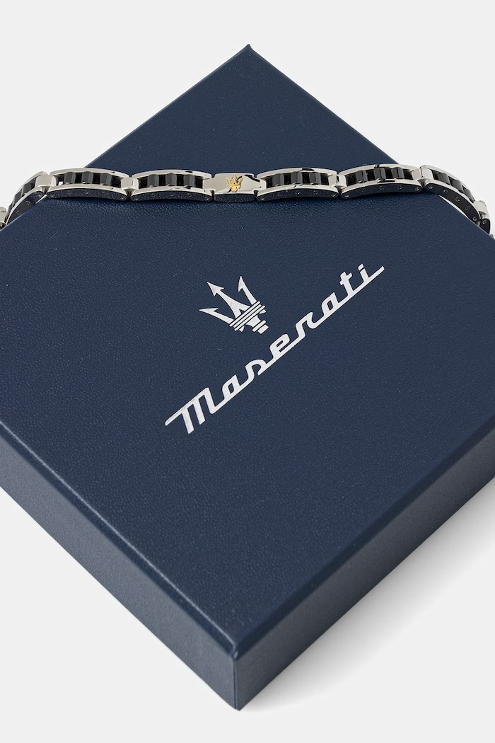Doplnky MASERATI náramok pánsky z nehrdzavejúcej ocele CERAMIC JM225ATZ57 strieborná