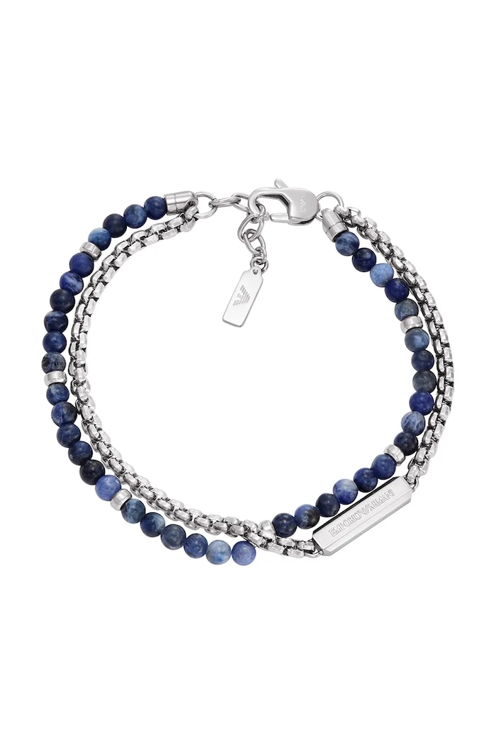 Emporio Armani brățară pentru bărbați, din oțel inoxidabil Eagle Logo argintiu EGS3323040