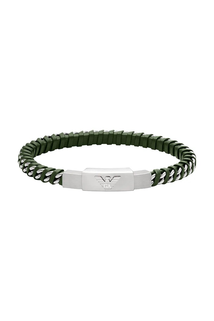 Emporio Armani brățară pentru bărbați, din oțel inoxidabil fără piatră Eagle Logo argintiu EGS3320040