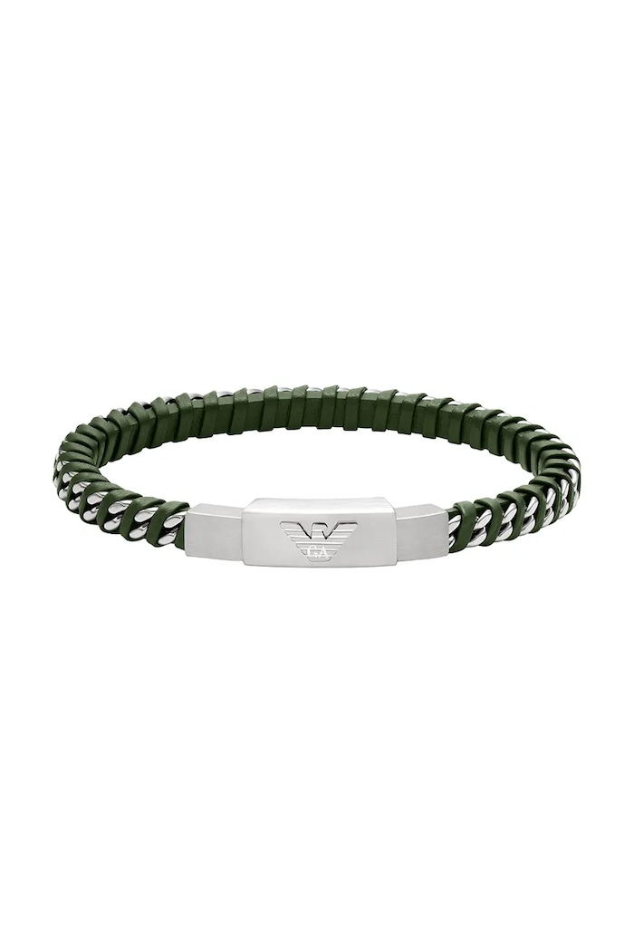 Emporio Armani brățară pentru bărbați, din oțel inoxidabil fără piatră Eagle Logo argintiu EGS3320040