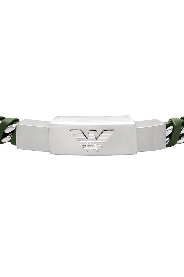 Emporio Armani brățară pentru bărbați, din oțel inoxidabil fără piatră Eagle Logo EGS3320040 argintiu AA00