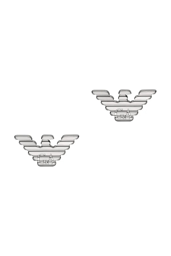Emporio Armani cercei pentru bărbați, din oțel inoxidabil Eagle Logo argintiu EGS3318040