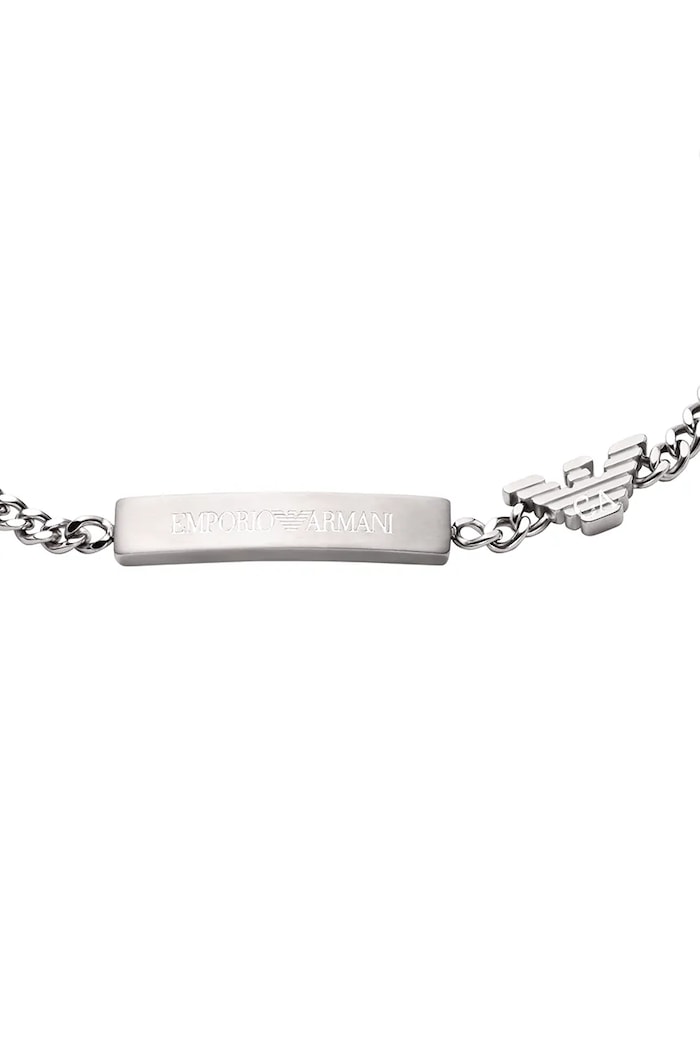 Emporio Armani brățară pentru bărbați, din oțel inoxidabil fără piatră Eagle Logo EGS3310040 argintiu AA00