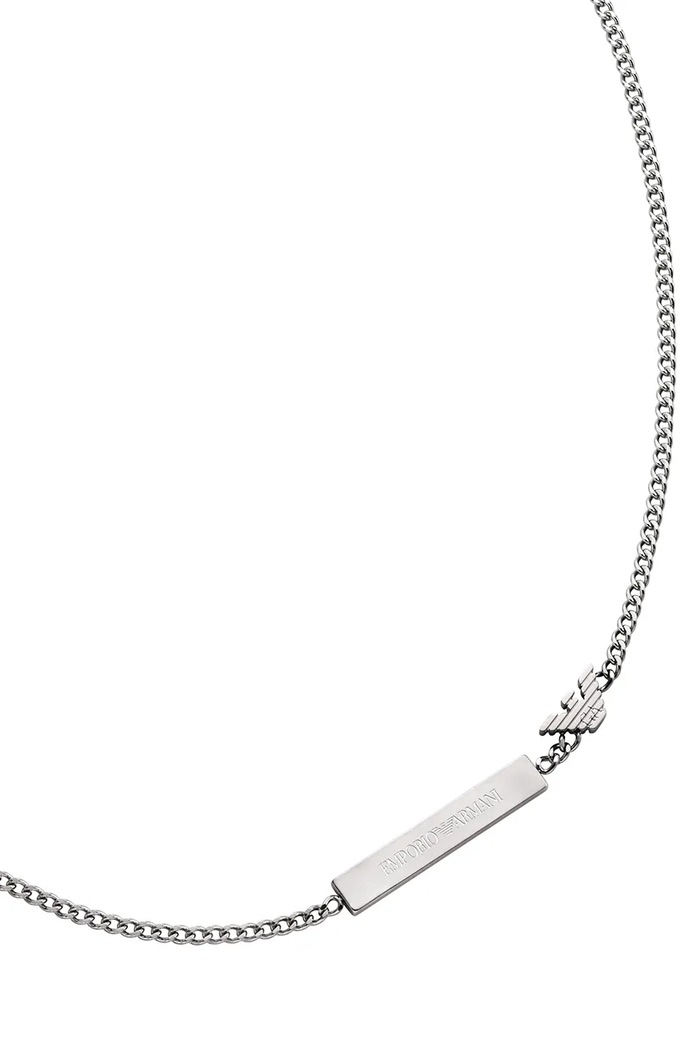 Emporio Armani naszyjnik męski ze stali nierdzewnej bez kamienia Eagle Logo EGS3309040 srebrny AA00