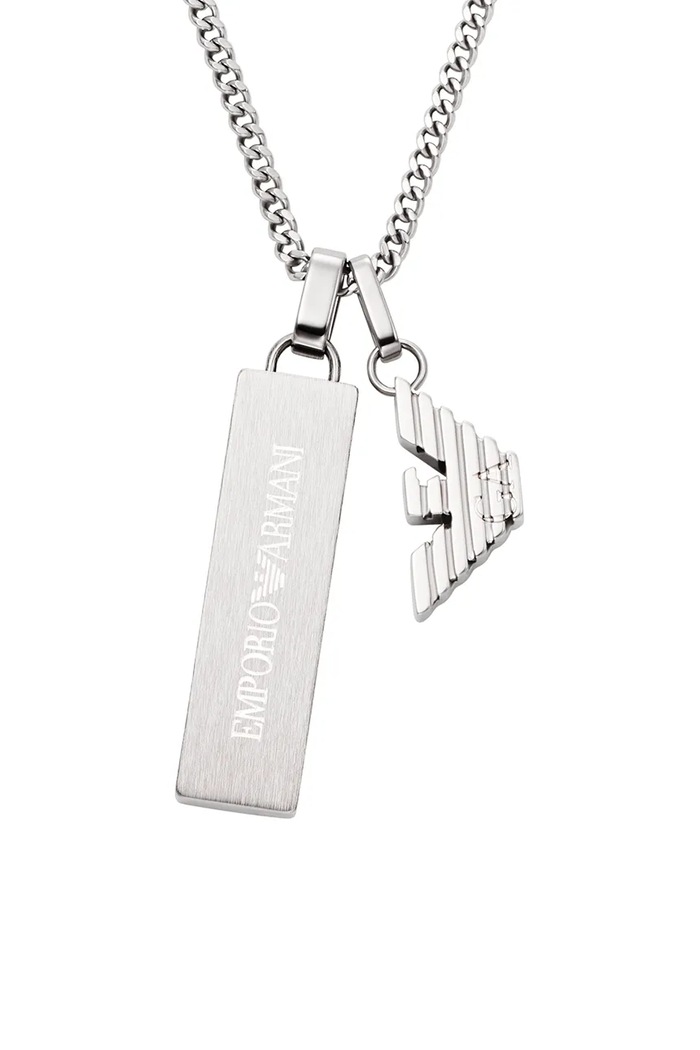Emporio Armani naszyjnik z zawieszką męski stalowy bez kamienia Eagle Logo srebrny EGS3306040