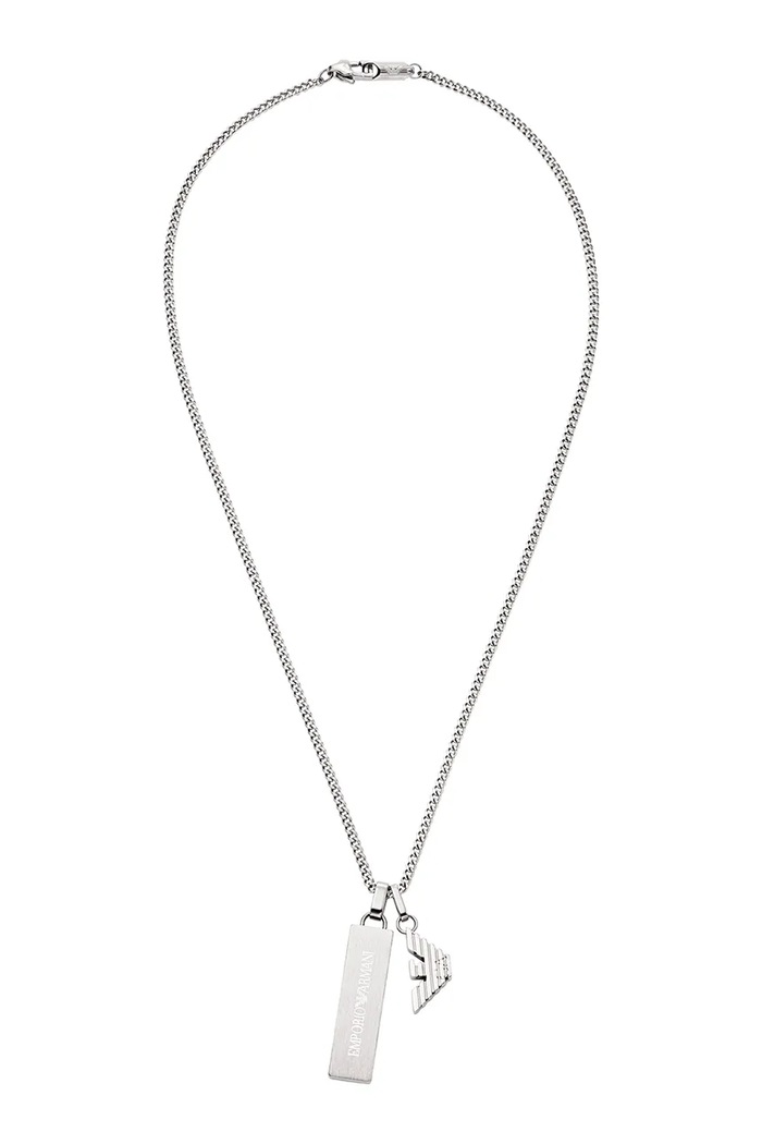 Emporio Armani naszyjnik z zawieszką męski stalowy bez kamienia Eagle Logo EGS3306040 srebrny AA00