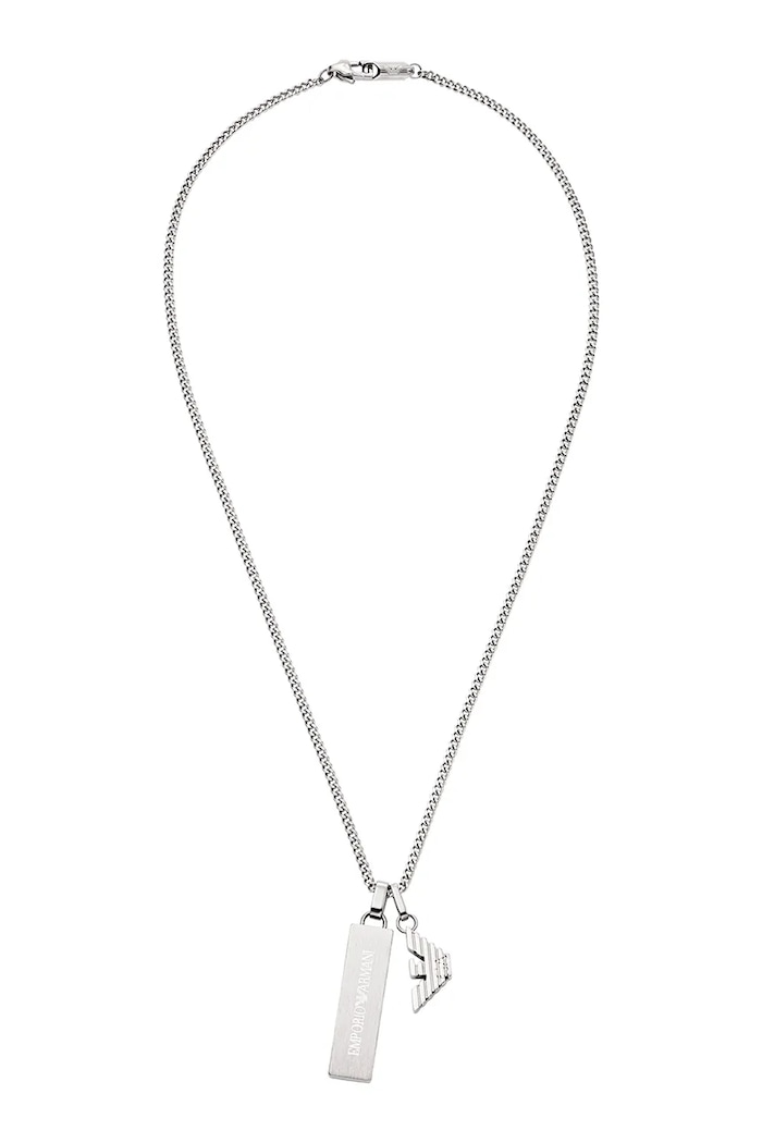 Emporio Armani naszyjnik z zawieszką męski stalowy bez kamienia Eagle Logo EGS3306040 srebrny AA00