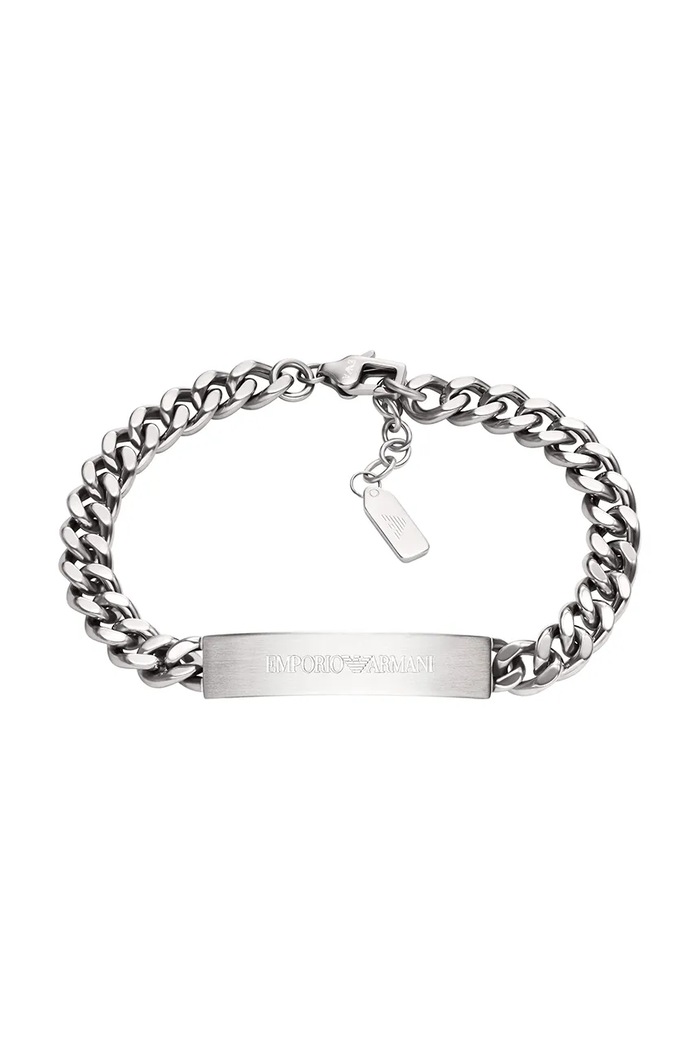 Emporio Armani brățară pentru bărbați, din oțel inoxidabil Eagle Logo argintiu EGS3304040