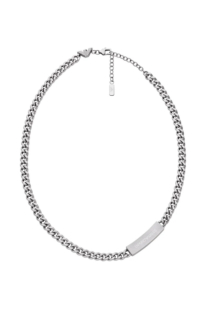 Emporio Armani naszyjnik męski ze stali szlachetnej bez kamienia Eagle Logo srebrny EGS3303040