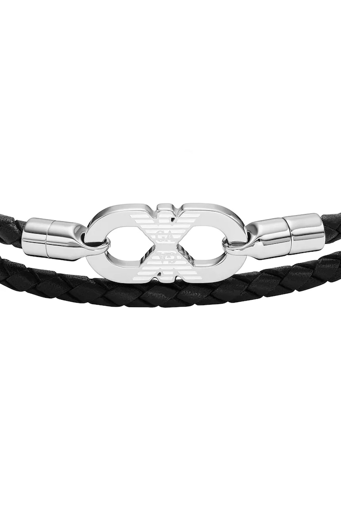 Emporio Armani brățară pentru bărbați, din piele Eagle Logo EGS3299040 argintiu AA00