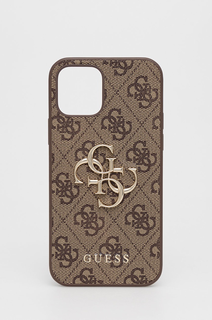 Guess Etui na telefon iPhone 12/12 Pro brązowy GUHCP12M4GMGBR