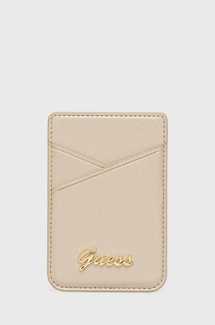 Magnetni etui za kartice Guess Imitacija zrnatega usnja zlata GUWMSSASLGO
