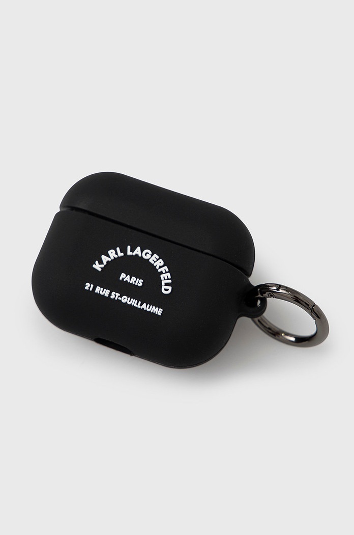 Karl Lagerfeld Pokrowiec na Airpods Pro KLACAPSILRSGBK drobny wzór czarny KLACAPSILRSGBK