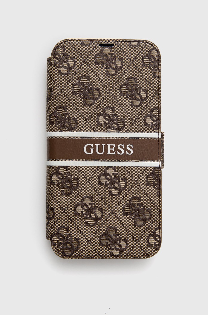 Guess Etui na telefon iPhone 13 brązowy GUBKP13M4GDBR