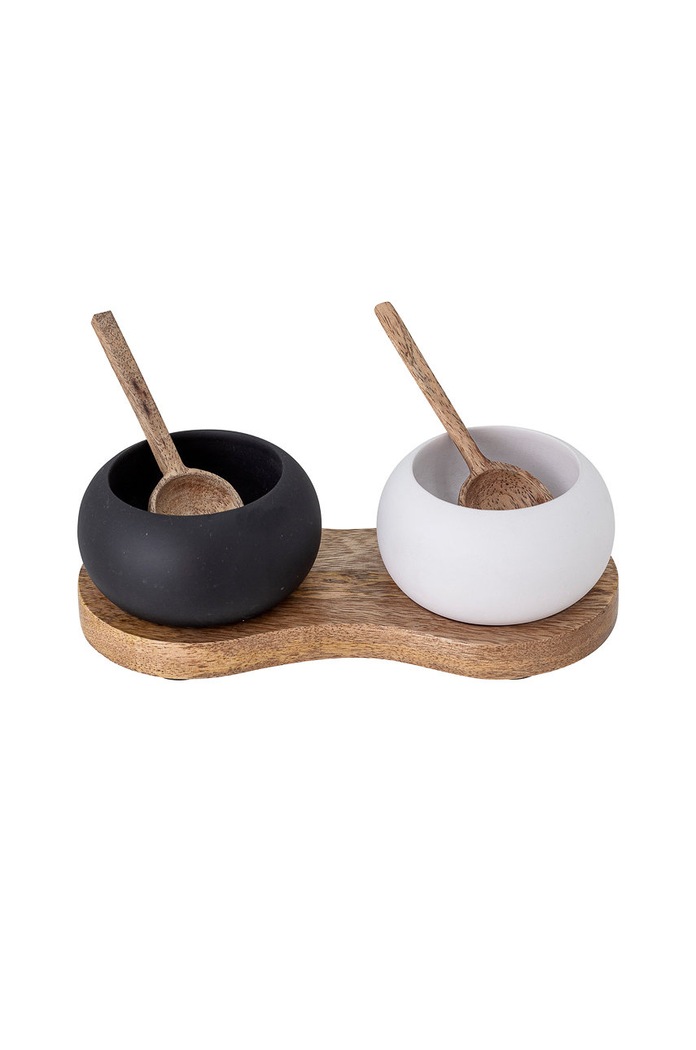 Bloomingville Recipient de condimente cu o lingură (2-pack) negru 82052509