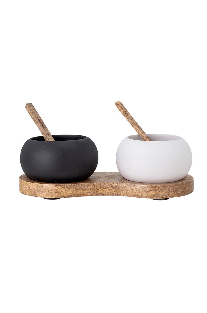 Bloomingville Recipient de condimente cu o lingură (2-pack) 82052509 negru AA00