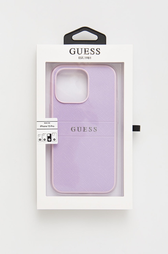 Guess etui na telefon iPhone 13 Pro / 13 fioletowy GUHCP13LPSASBPU
