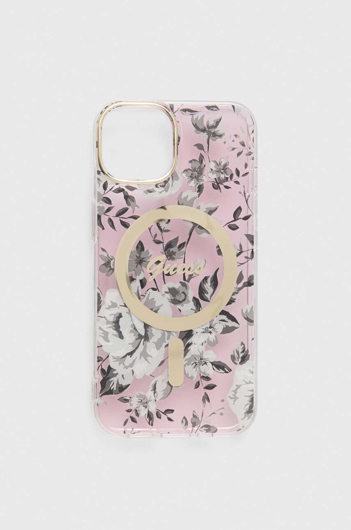 Obal na telefon Guess iPhone 14 6.1" na mobil růžová GUHMP14SHCFWSP
