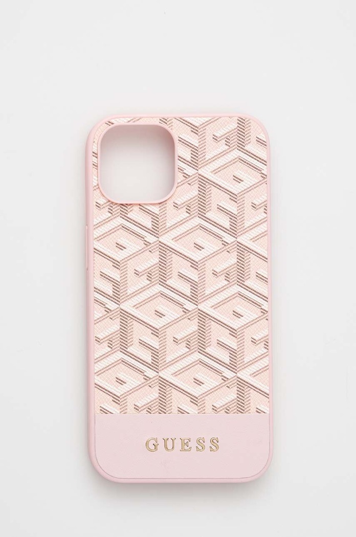 Puzdro na mobil Guess iPhone 14 6,1" na mobil ružová GUHMP14SHGCFSEP