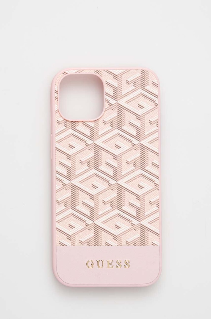 Puzdro na mobil Guess iPhone 14 6,1" na mobil ružová GUHMP14SHGCFSEP