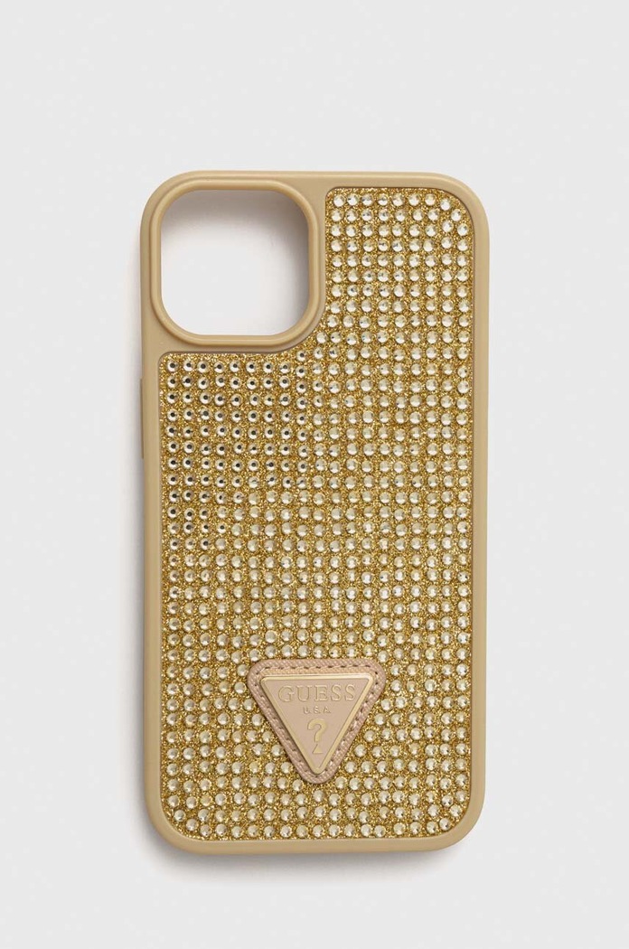 Puzdro na mobil Guess iPhone 14 6,1" na mobil zlatá GUHCP14SHDGTPD