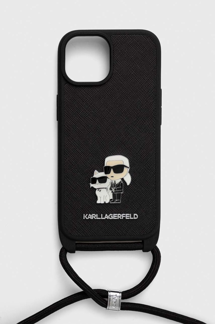 Puzdro na mobil Karl Lagerfeld iPhone 15 6.1 na mobil čierna KLHCP15SSAKCPSK