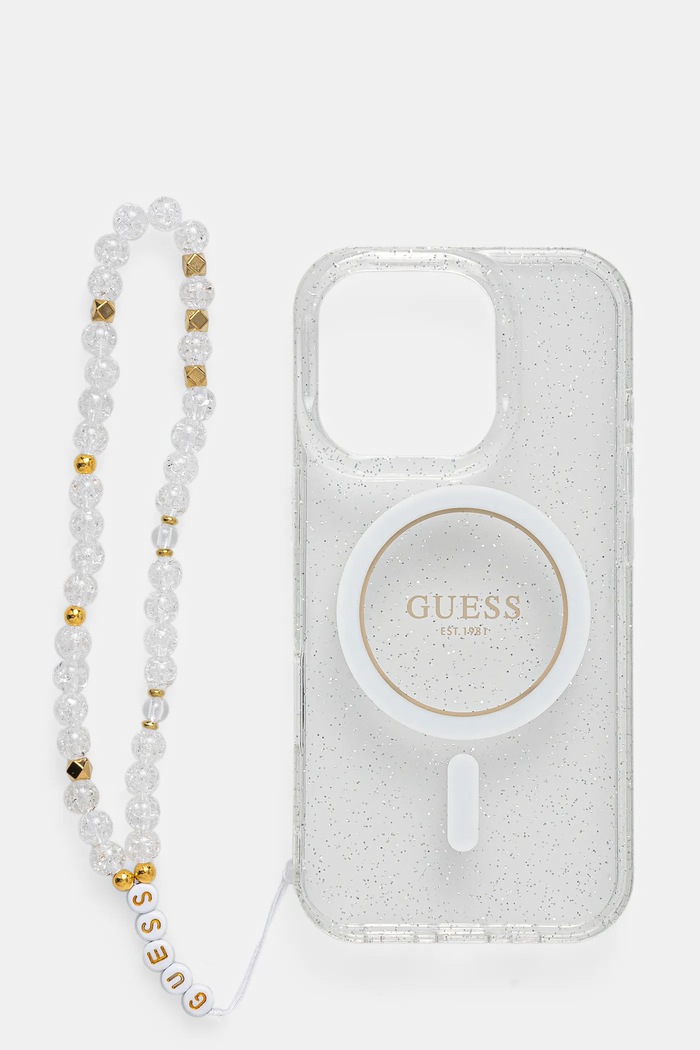 Guess custodia per telefono iPhone 16 Pro 6.3 sovrastampa transparente GUHMP16LHGCRELST