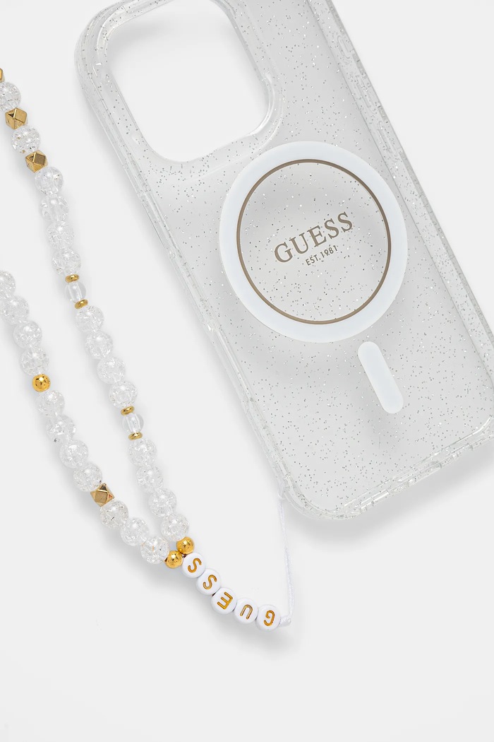 Guess custodia per telefono iPhone 16 Pro 6.3 GUHMP16LHGCRELST transparente AA00