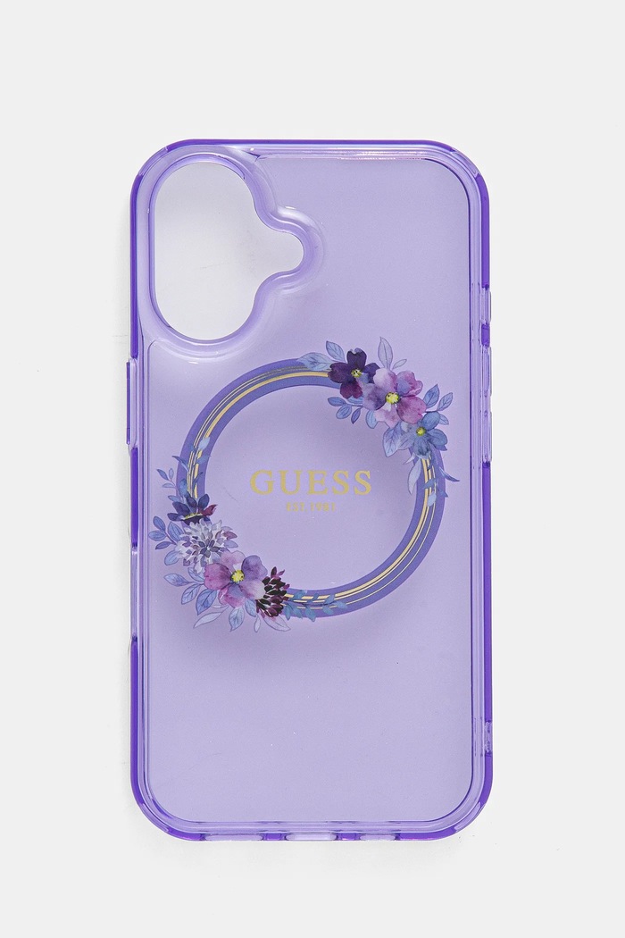 Obal na telefon Guess iPhone 16 6.1 na mobil fialová GUHMP16SHFWFCU