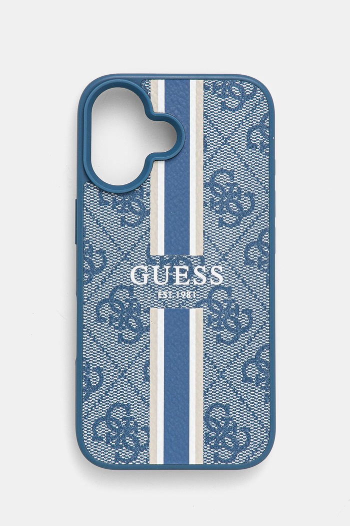 Obal na telefon Guess iPhone 16 6.1 na mobil modrá GUHMP16SP4RPSB