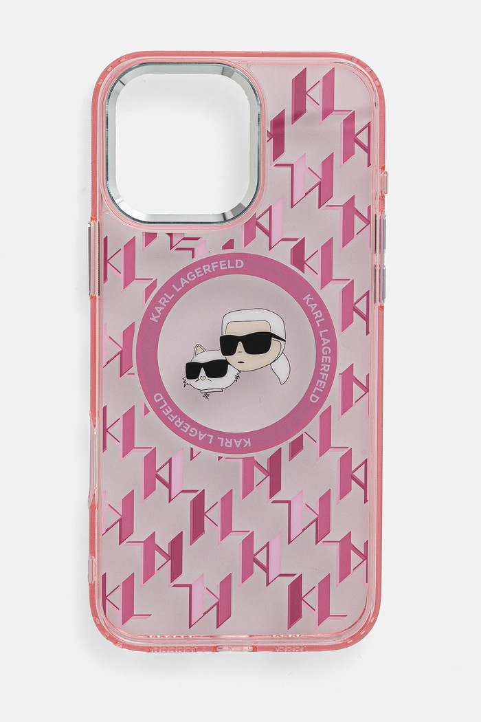 Obal na telefon Karl Lagerfeld iPhone 16 Pro Max 6.9 potisk růžová KLHMP16XHMCKMHP