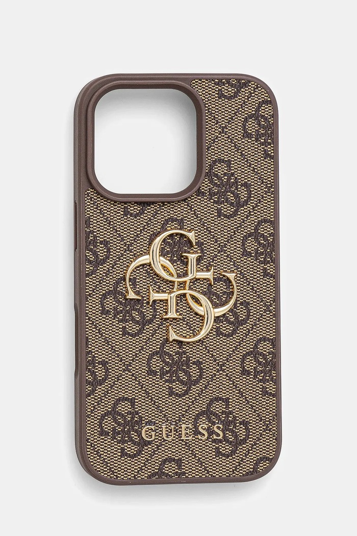 Guess Husa pentru telefon iPhone 16 Pro 6.3 cu modele maro GUHCP16L4GMGBR