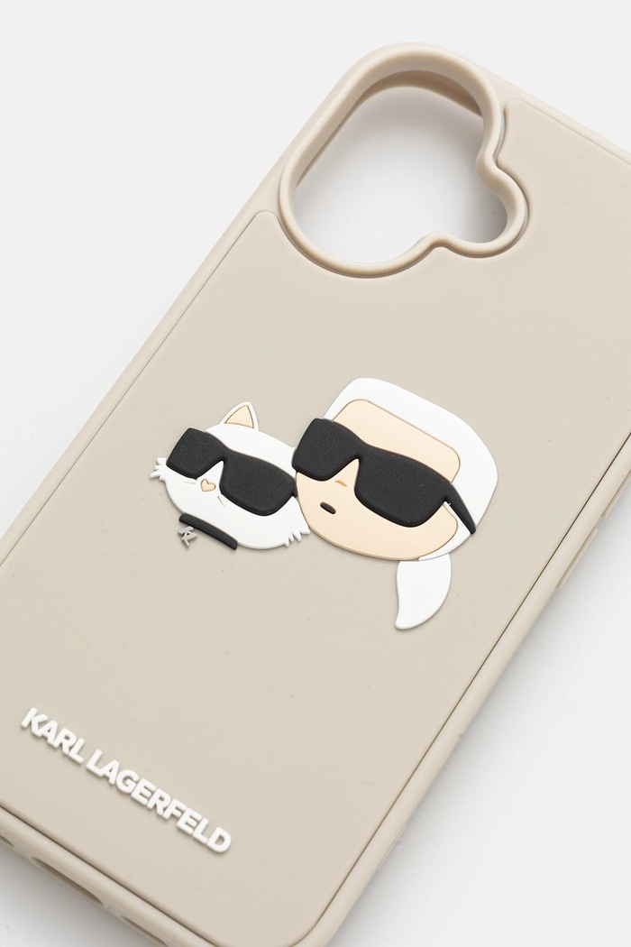 Karl Lagerfeld custodia per telefono iPhone 16 KLHCP16SRBCKCHLE beige AA00