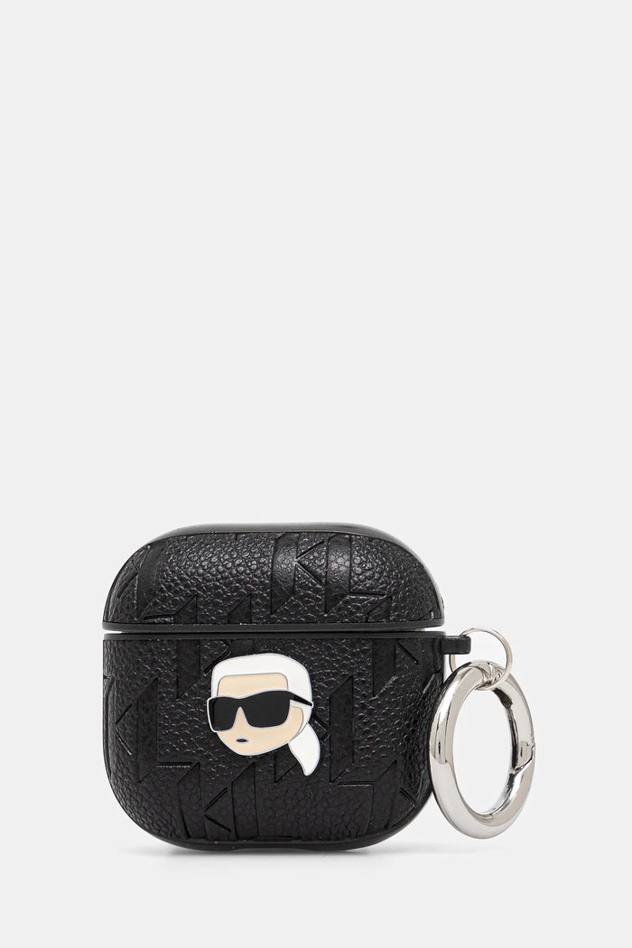 Etui za airpods Karl Lagerfeld 4 natpis crna KLA4PGKIPK