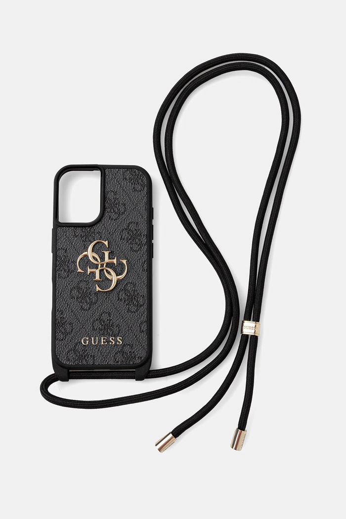 Obal na telefon Guess iPhone 16 na mobil černá GUHCP16SP4GMGCRK