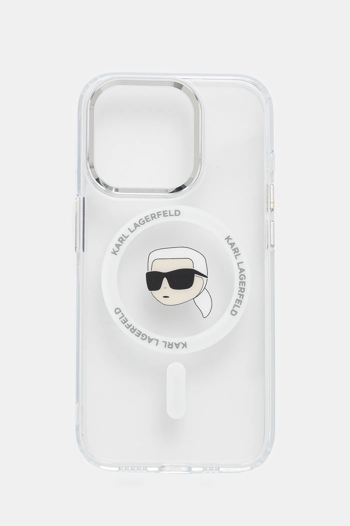 Karl Lagerfeld carcasă de telefon iPhone 15 Pro pentru telefon alb KLHMP15LHLSKIH