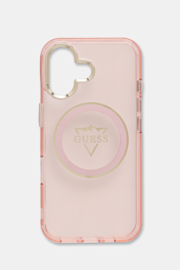 Obal na telefon Guess iPhone 16 na mobil růžová GUHMP16SHFGTMSLSP