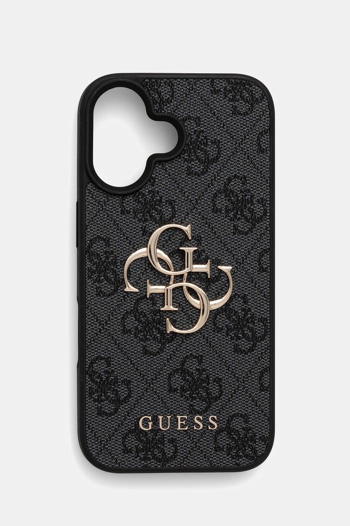 Guess carcasă de telefon iPhone 16 cu modele negru GUHCP16S4GMGGR