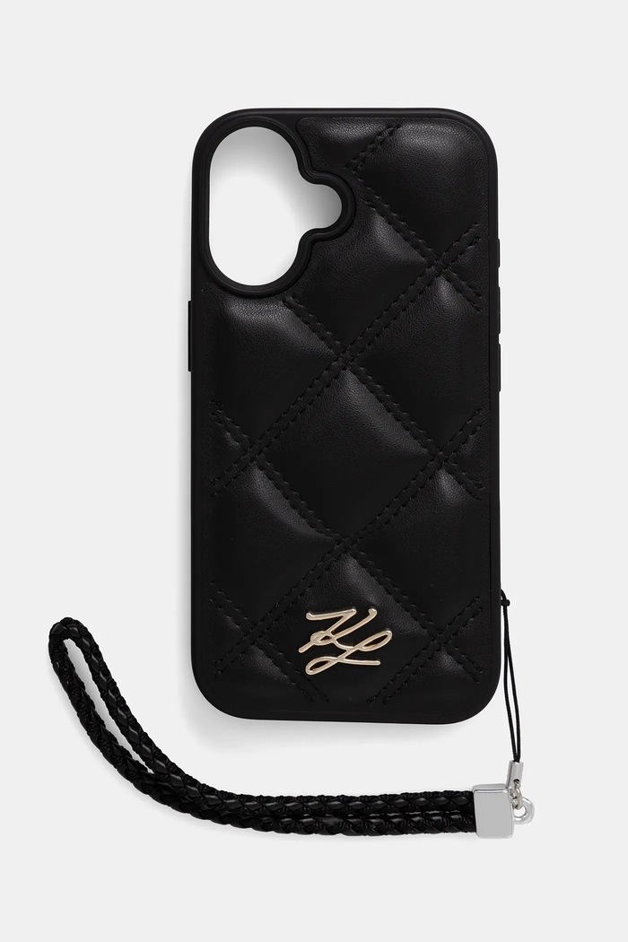 Karl Lagerfeld telefon tok iPhone 16 telefonhoz fekete KLHCP16SPSQSKLSMSK