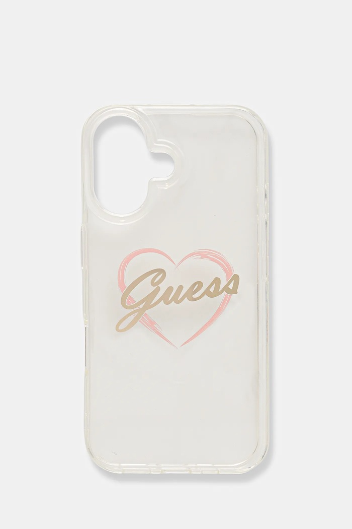 Puzdro na mobil Guess iPhone 16 6.1" na mobil priesvitná GUHCP16SHCHGSPT