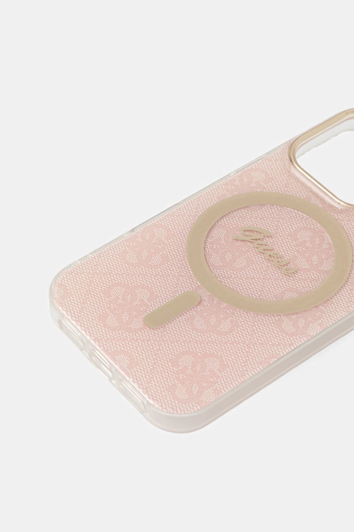 Кейс за телефон Guess iPhone 16 Pro 6.3" GUHMP16LH4STP розов AA00