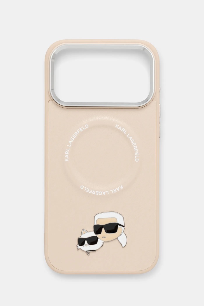 Karl Lagerfeld Husă pentru telefon iPhone 17 Pro Max bej KLHMP17XPSMLRKCE