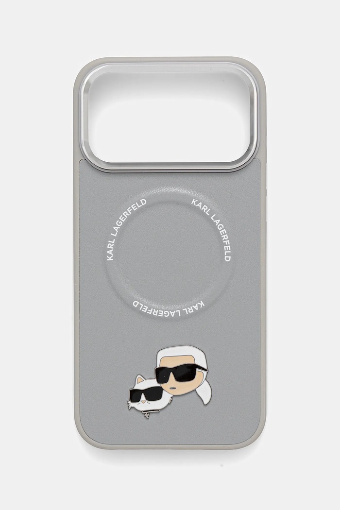 Obal na telefon Karl Lagerfeld iPhone 17 Pro Max na mobil šedá KLHMP17XPSMLRKCG