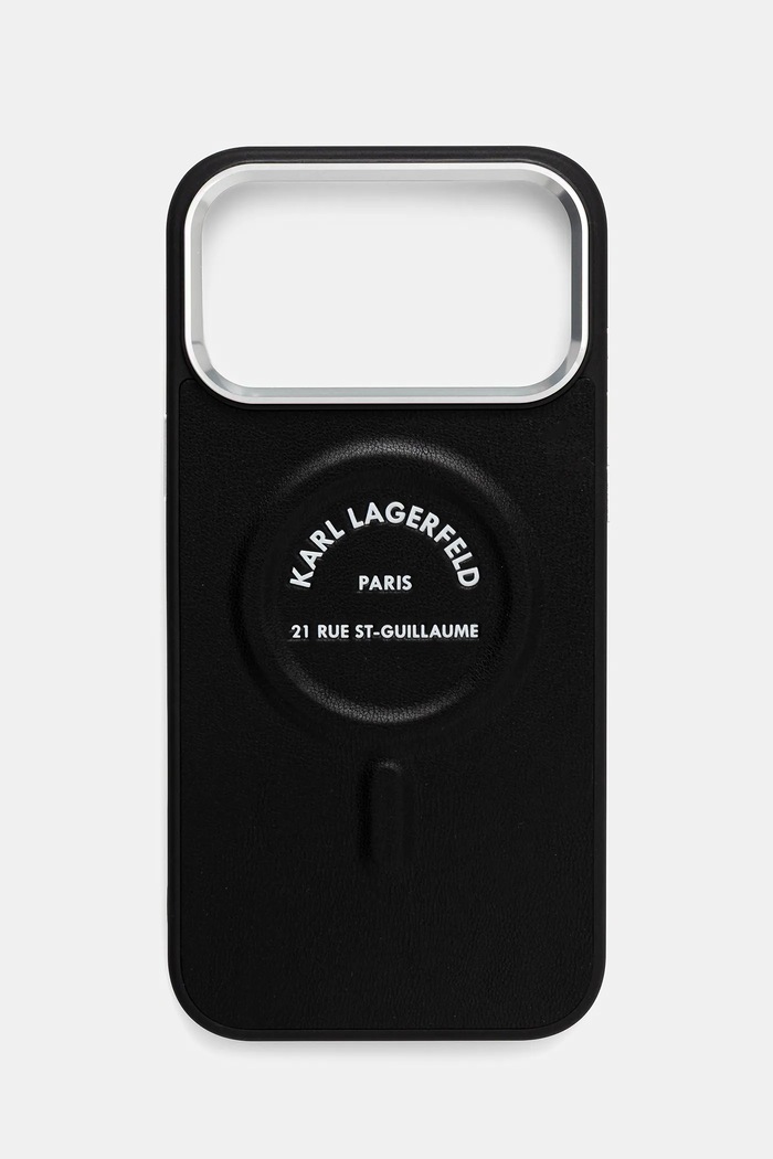 Karl Lagerfeld Husă pentru telefon iPhone 17 Pro Max negru KLHMP17XPSKRSGEK