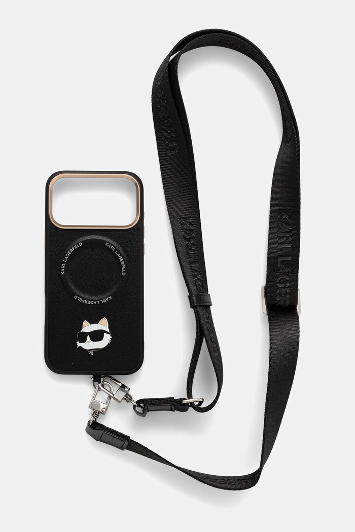 Puzdro na mobil Karl Lagerfeld iPhone 17 Pro Max na mobil čierna KLHMP17XPCRLRCHK