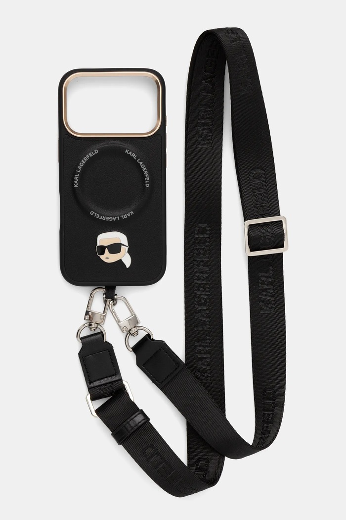 Puzdro na mobil Karl Lagerfeld iPhone 17 Pro na mobil čierna KLHMP17LPCRLRKLK