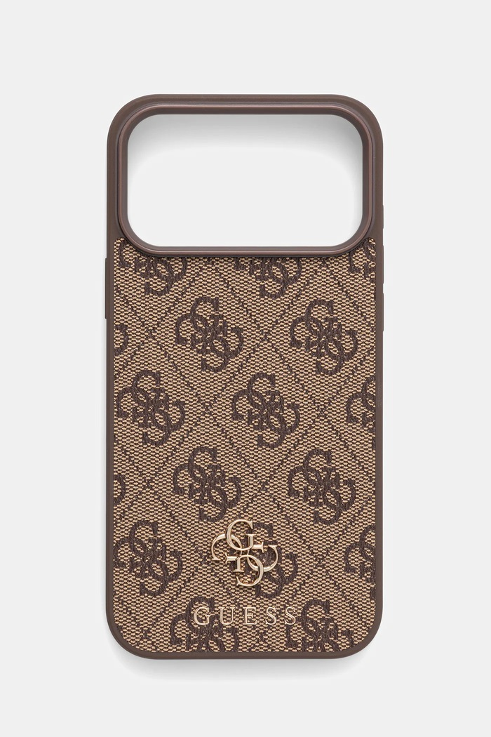 Θήκη κινητού Guess iPhone 17 Pro Max απλικέ καφέ GUHMP17XP4SM4MW